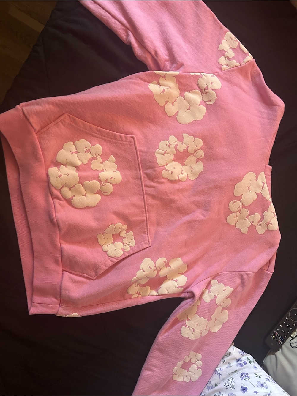 Pink denim tear